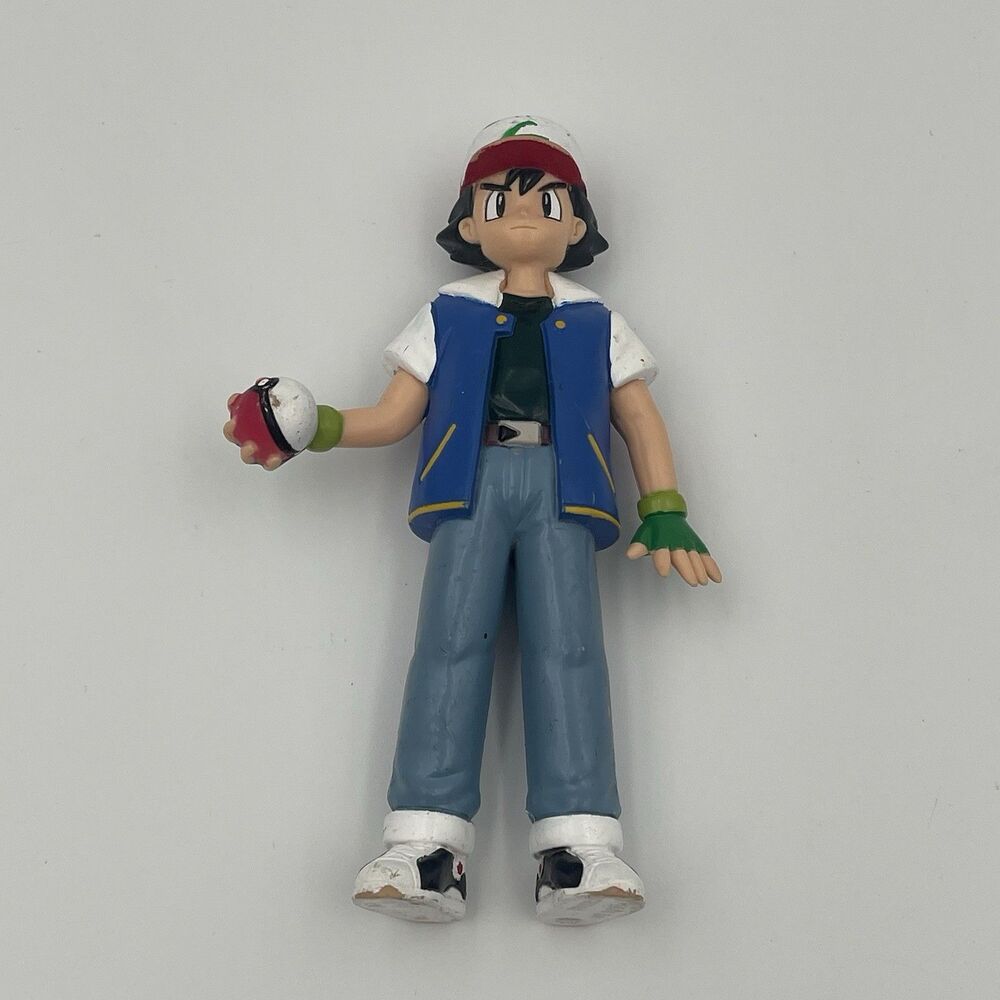 Vintage Ash Ketchum Pokemon Trainer Figure 4.75" TOMY 1998 Pokemon Game Freak - Picture 2 of 13